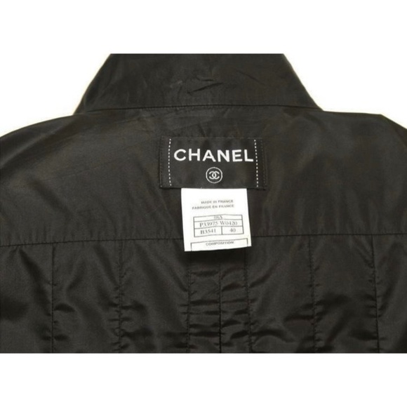 Chanel Black Silk Taffeta Coat Dress Cashmere Trim Button Down Sz 40 08A 2008 - Picture 9 of 9